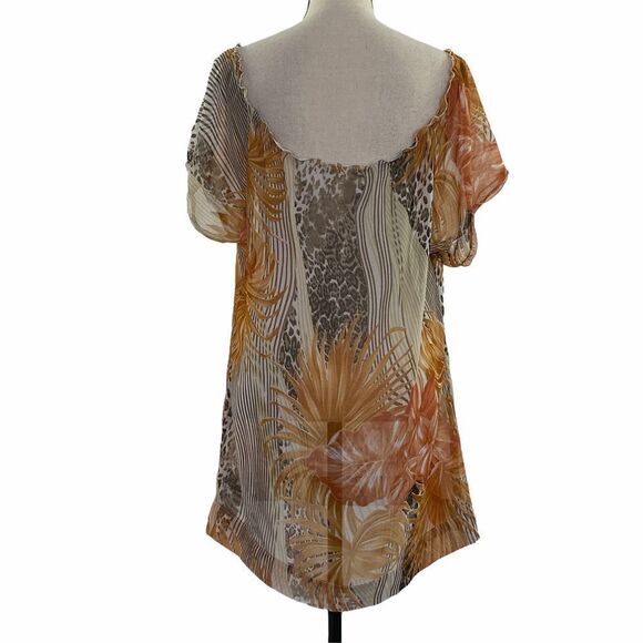 CHAUDRY KC Beaded Floral High Low Tie Bust Blouse - Picture 3 of 9